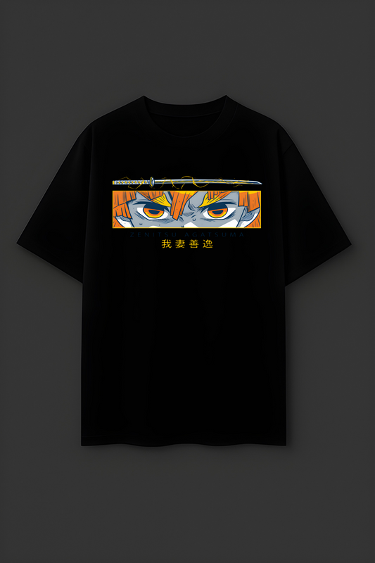 Zenitsu  Demon Slayer Black Oversized T-SHIRT
