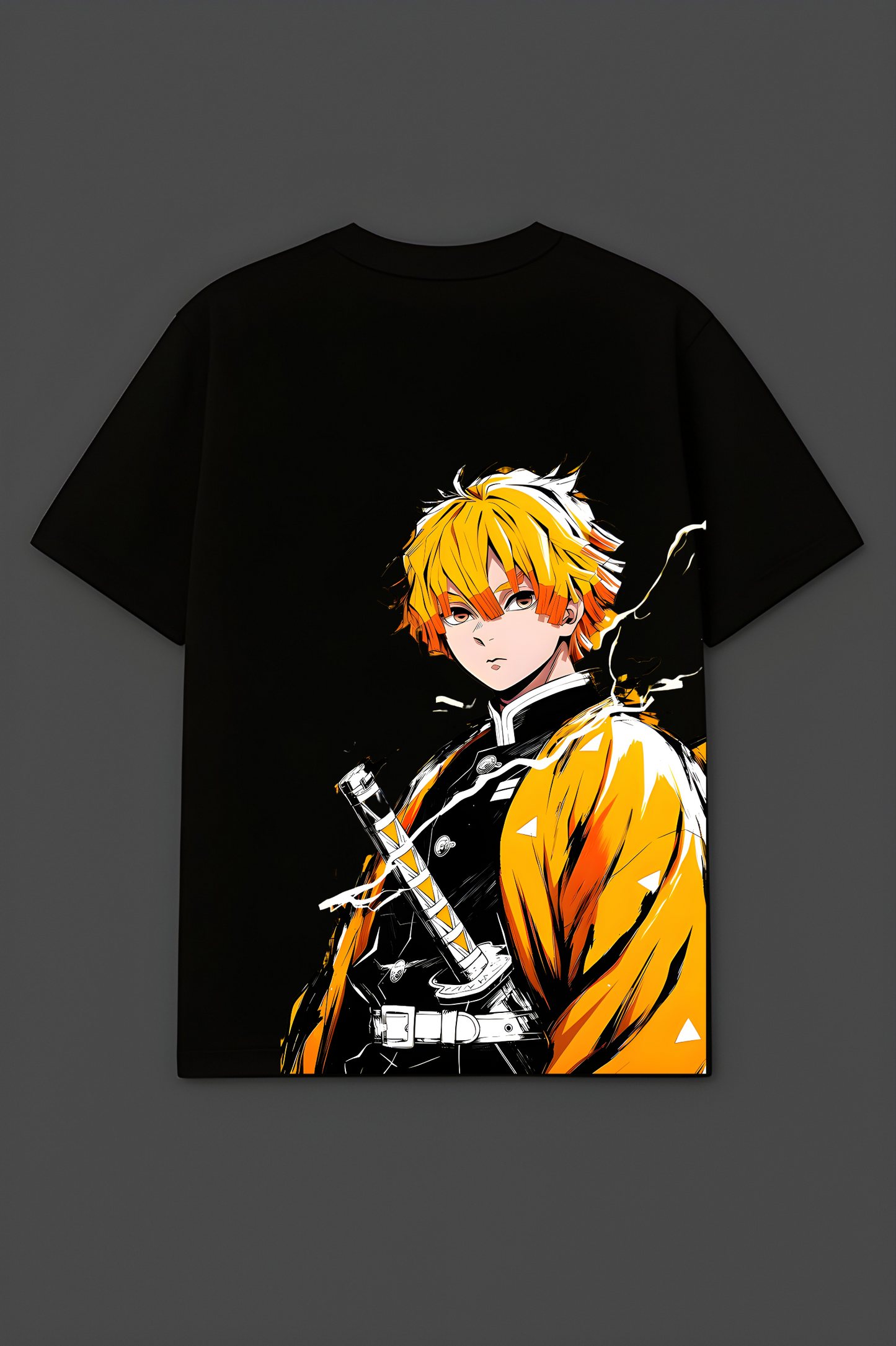 Zenitsu  Demon Slayer Black Oversized T-SHIRT