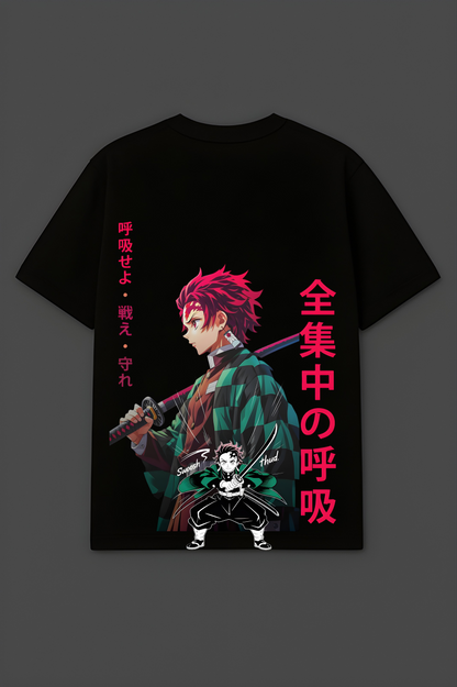 Tanjiro – Black Oversized Fit T-Shirt